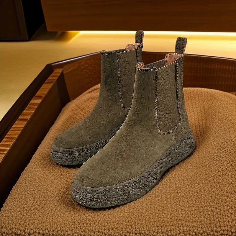 秋冬短靴女切尔西复古磨砂皮马丁靴女潮流时尚百搭炸街套筒切尔西