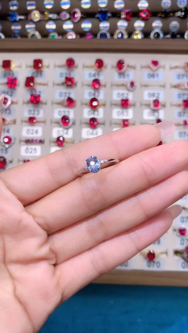 海蓝宝石戒圈银S925镶嵌57白