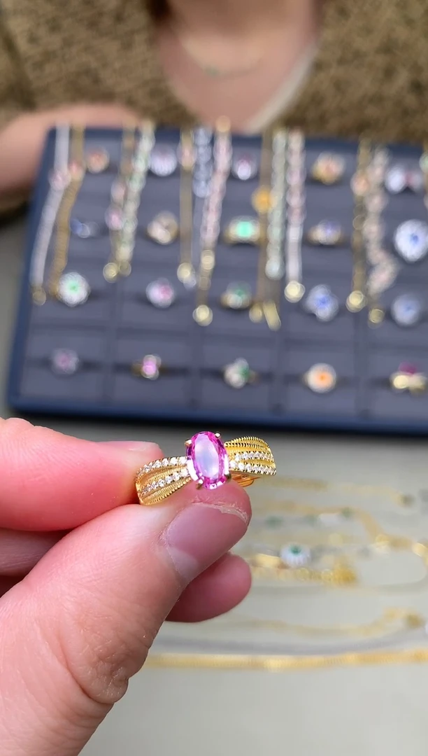 戒指蓝宝石银S925镶嵌戒指