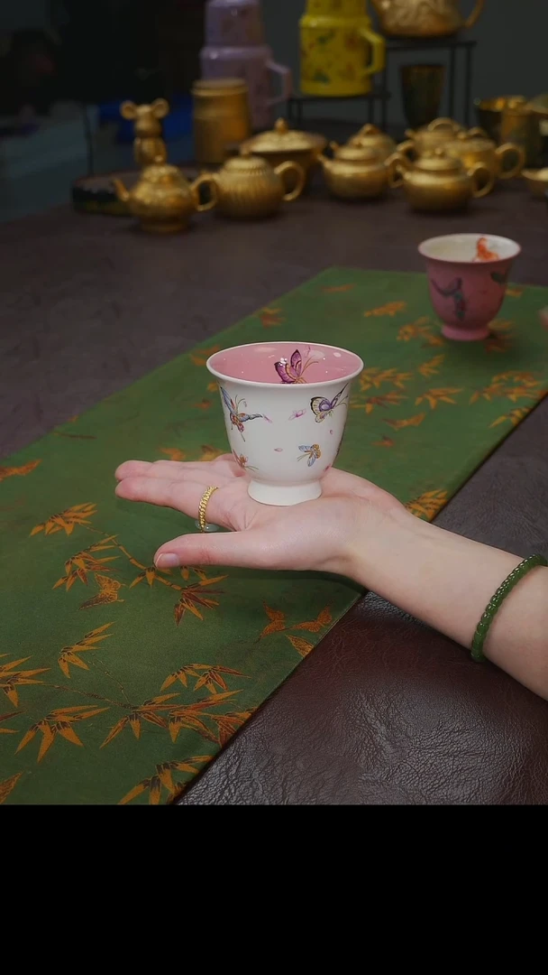 茶杯紫砂【宜景窑系列】蝶舞杯子