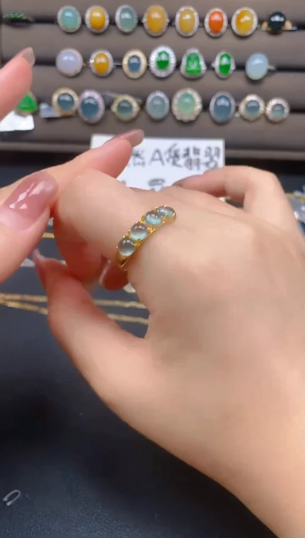 翡翠戒指银S925镶嵌47