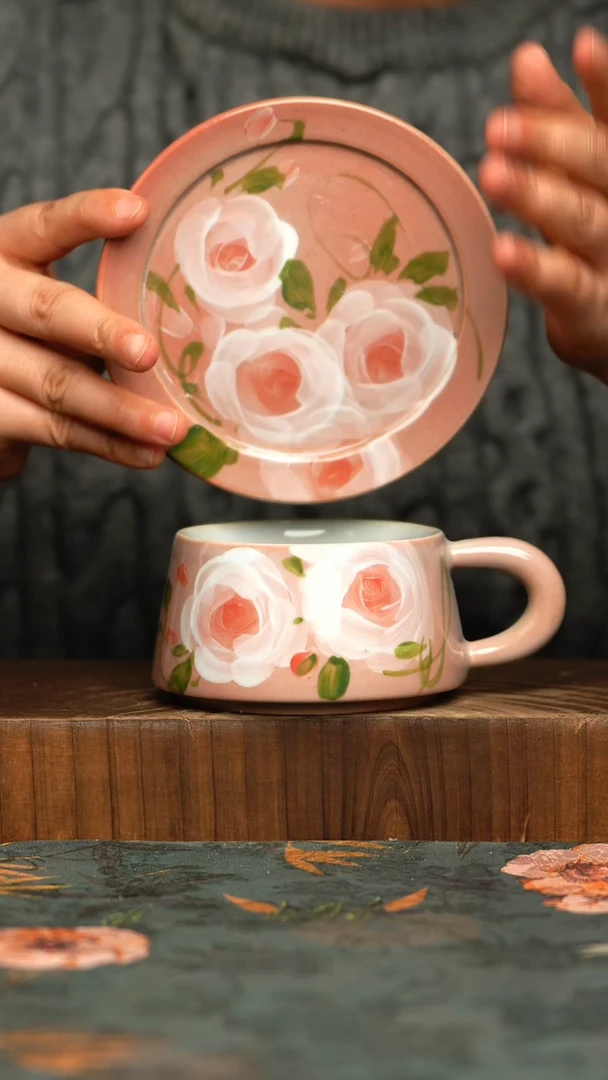 杯釉下彩手工手绘同款陶器