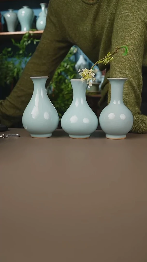 原矿釉天青瓶子三选一
