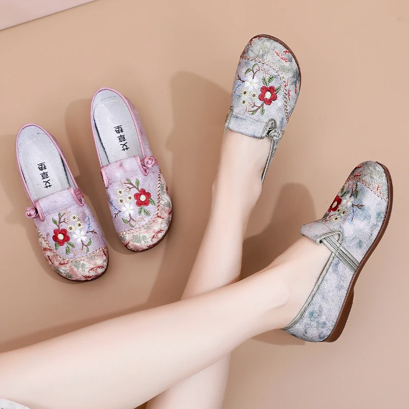 意迪森春季透气艾草休闲老北京布鞋民族风单鞋包头懒人鞋妈妈鞋