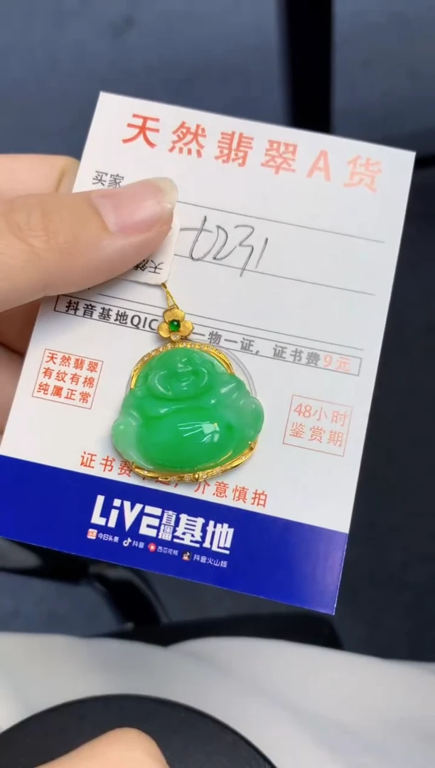 颈饰18K金镶嵌翡翠天然缅甸A货翡翠