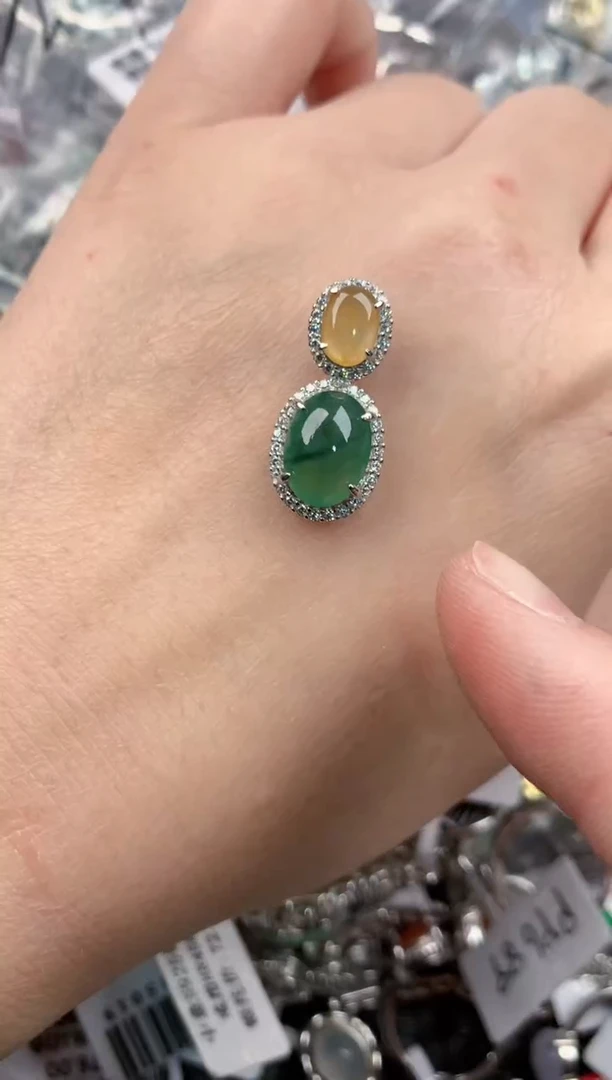 银S925镶嵌戒指翡翠4444----9