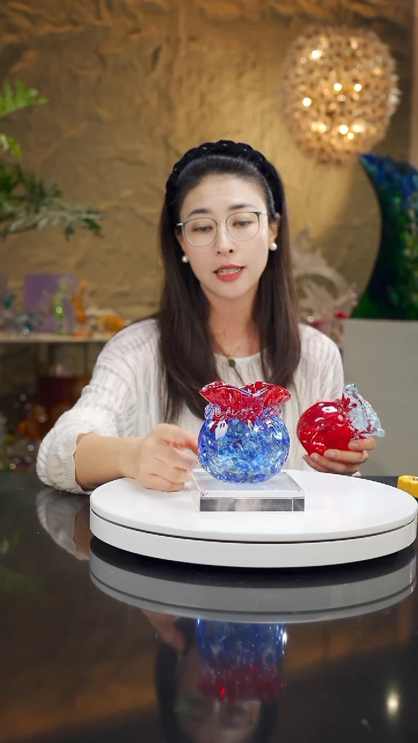 手工艺品琉璃福利宝石红蓝色小福袋