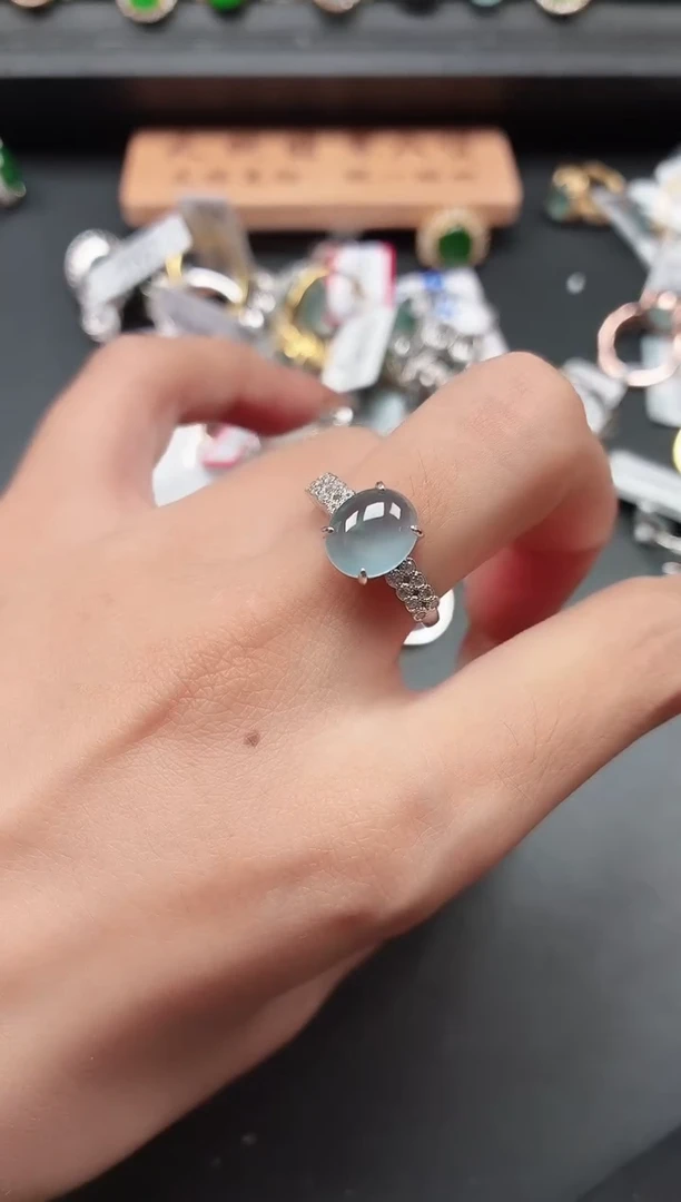 银S925镶嵌戒指翡翠1