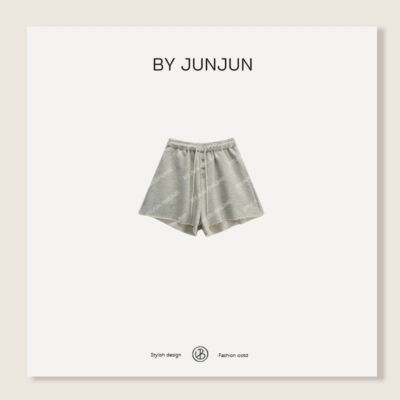 ByJunjun小众设计师 日系时尚休闲百搭毛边运动短裤