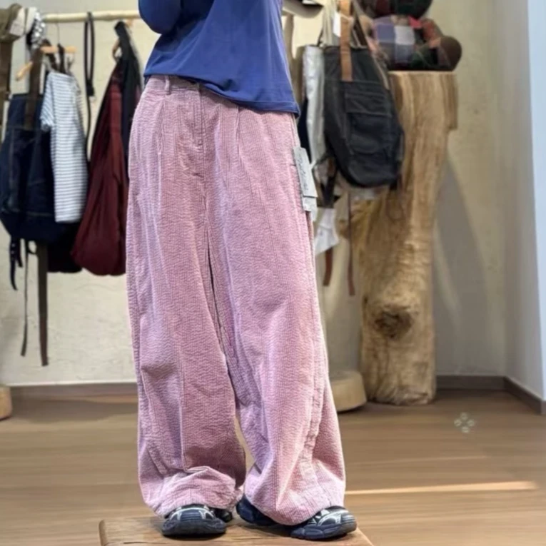 忆古朴拙色织双色坑条双层休闲裤250801