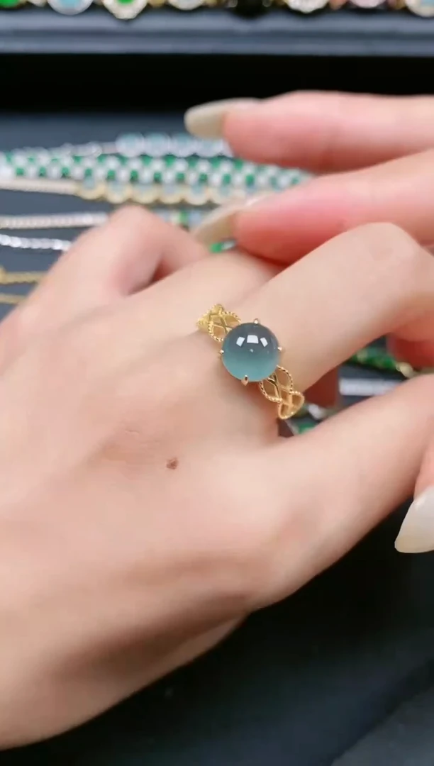 翡翠戒指银S925镶嵌1111