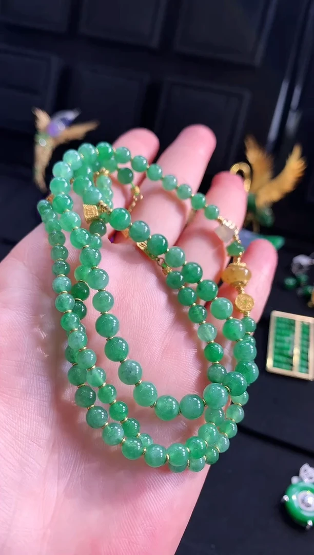 【闪购商品】翡翠颈饰18K金镶嵌珠串