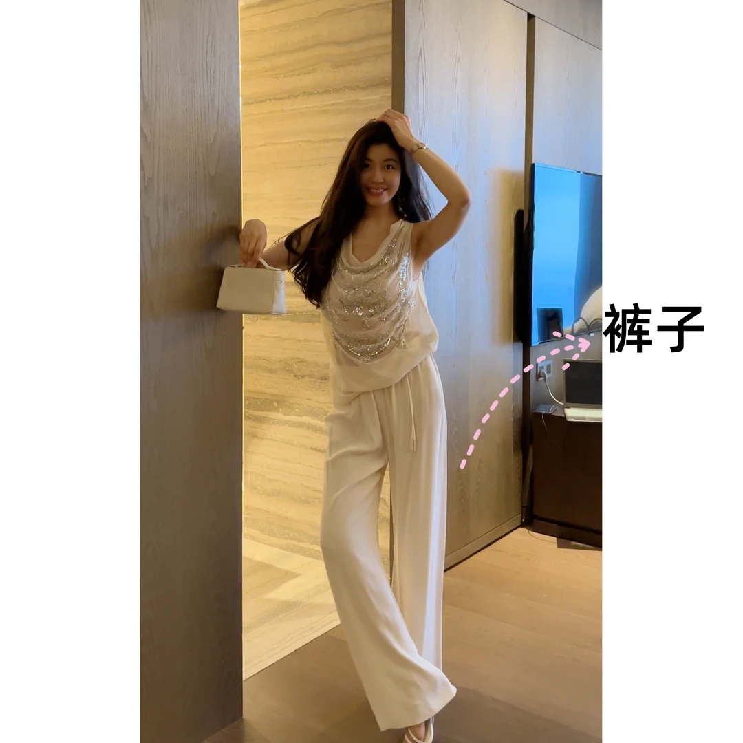 【N·COU】25春新款【冰感面膜裤】显瘦气质百搭醋酸阔腿裤DY3353