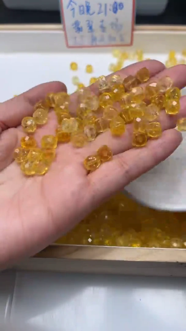 未镶嵌珠宝半成品水晶D17 黄水晶方糖8mm10个8元