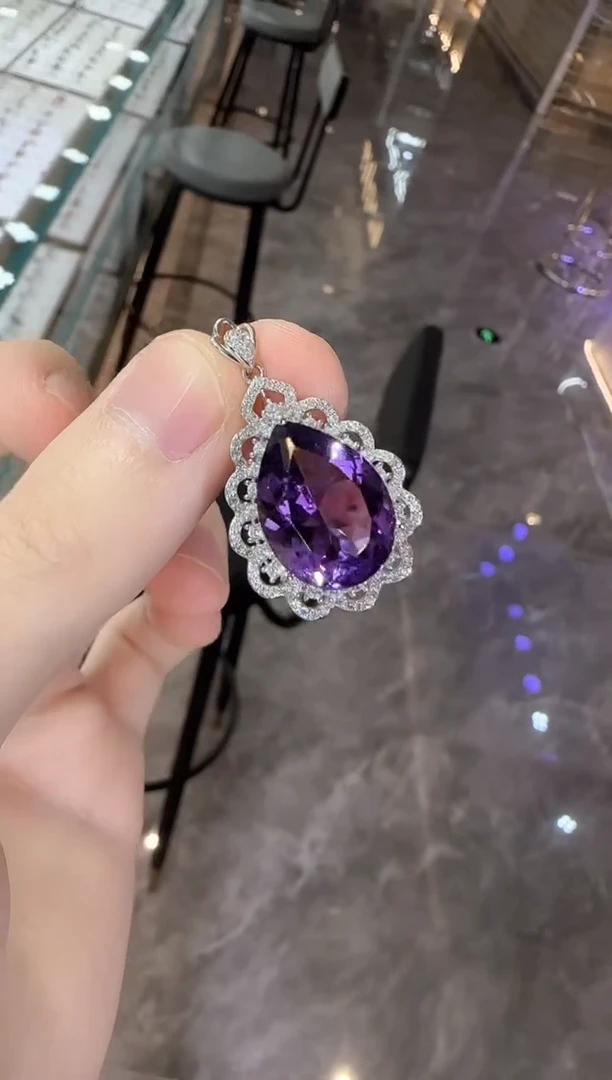 颈饰银S925镶嵌紫晶22ct