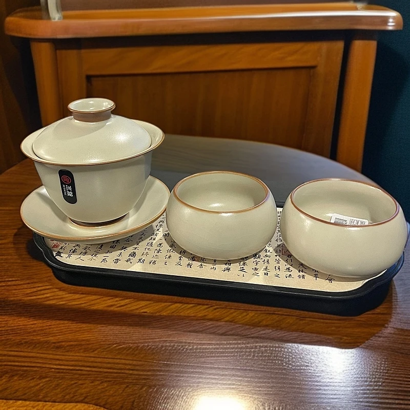 042507汝窑1盖碗2杯带盘