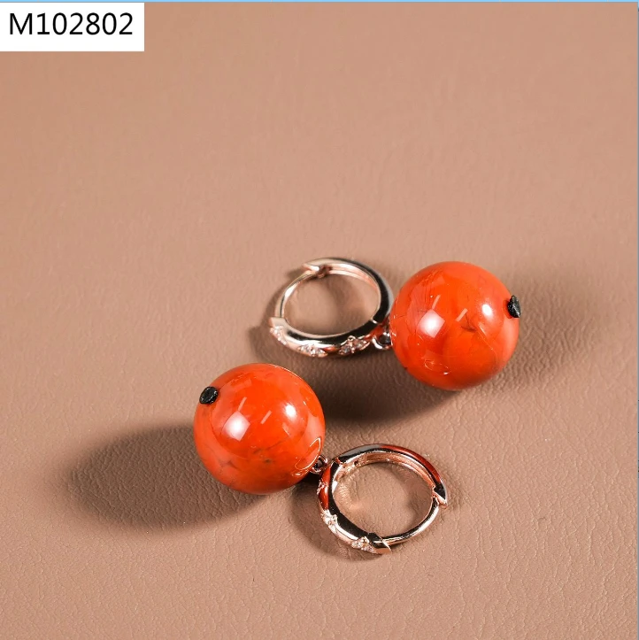 【老掌柜】南红耳环/14mm M102802