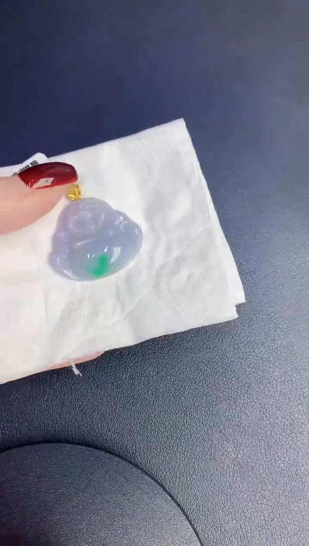 颈饰18K金镶嵌翡翠缅甸天然翡翠A货