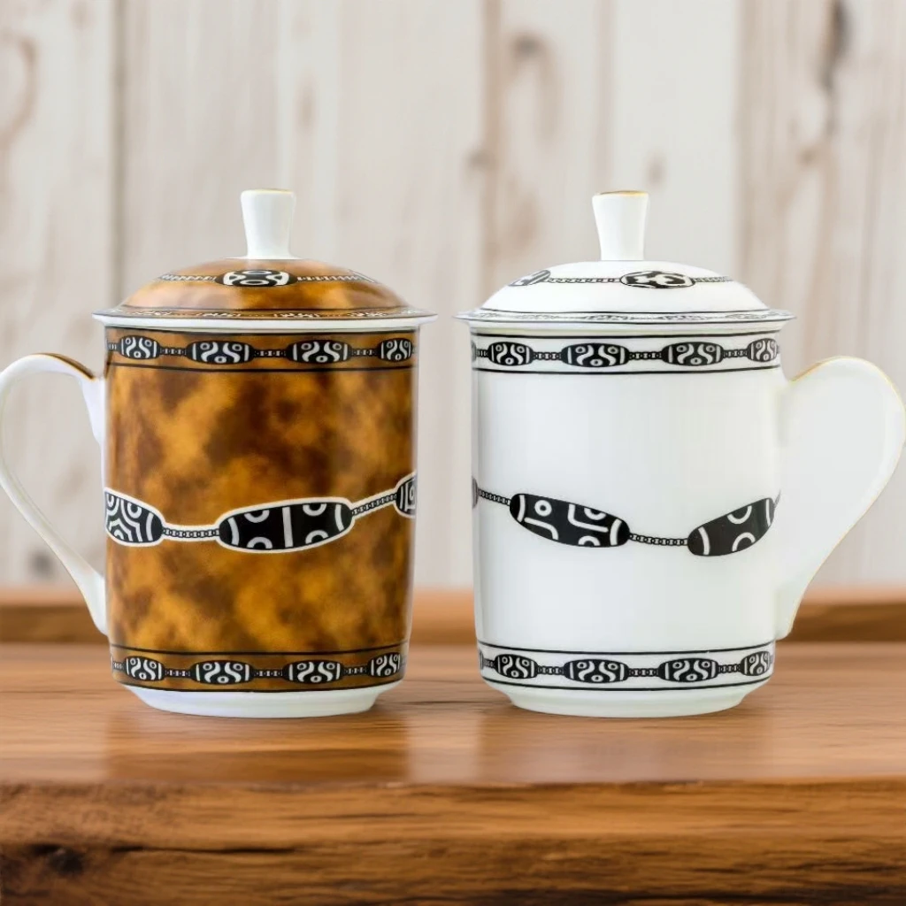 【包邮到家】简约风莲花马克杯欧式家用对杯办公杯