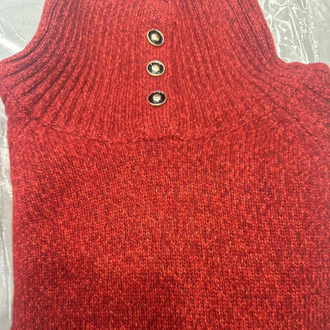 100纯山羊绒衫女加厚高翻领插肩袖合股花纱针织衫套头毛衣