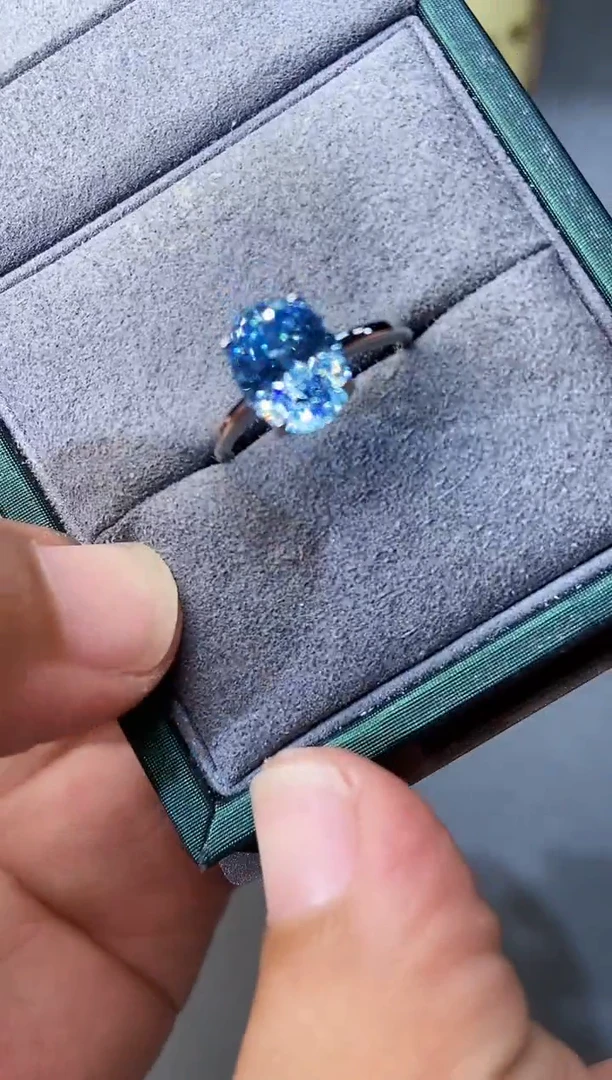 海蓝宝石戒圈银S925镶嵌....
