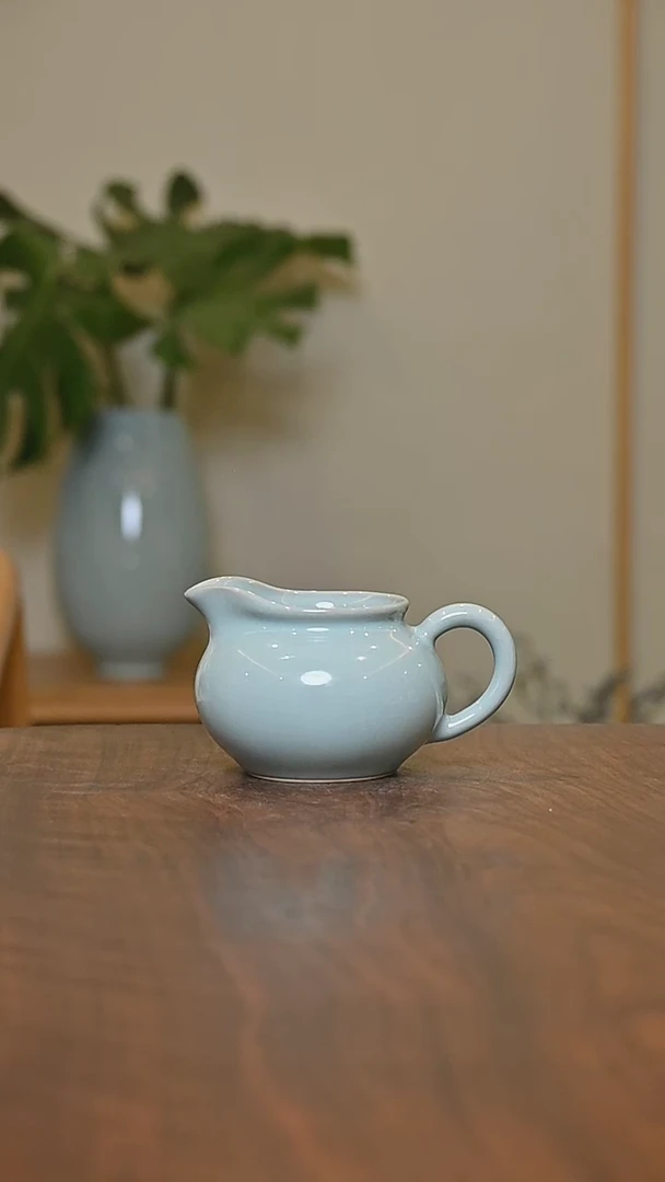 圆公道 天青 微瑕 朱家汝窑款