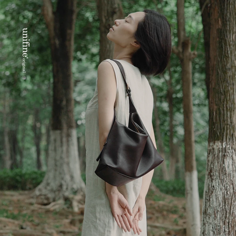 unifine新款简行hobo包真皮牛皮通勤包单肩腋下斜挎包