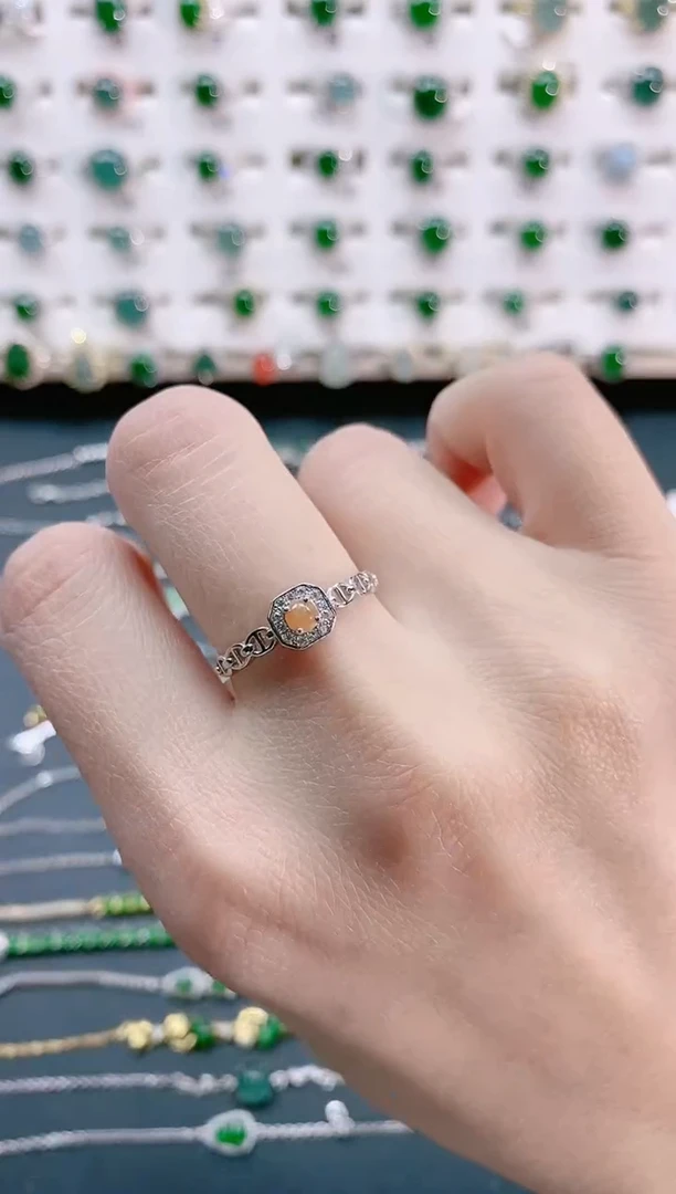 【闪购商品】翡翠戒指银S925镶嵌天然翡翠