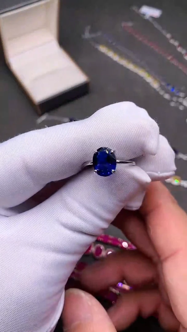 【闪购商品】蓝宝石戒指银S925镶嵌........