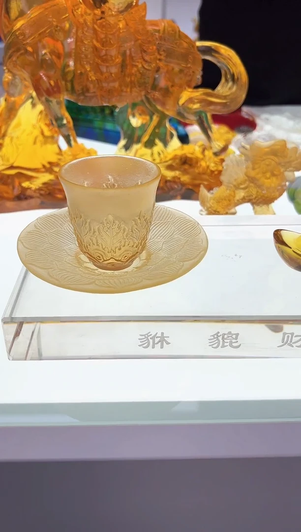 【闪购商品】泥塑古法琉璃茶杯摆件