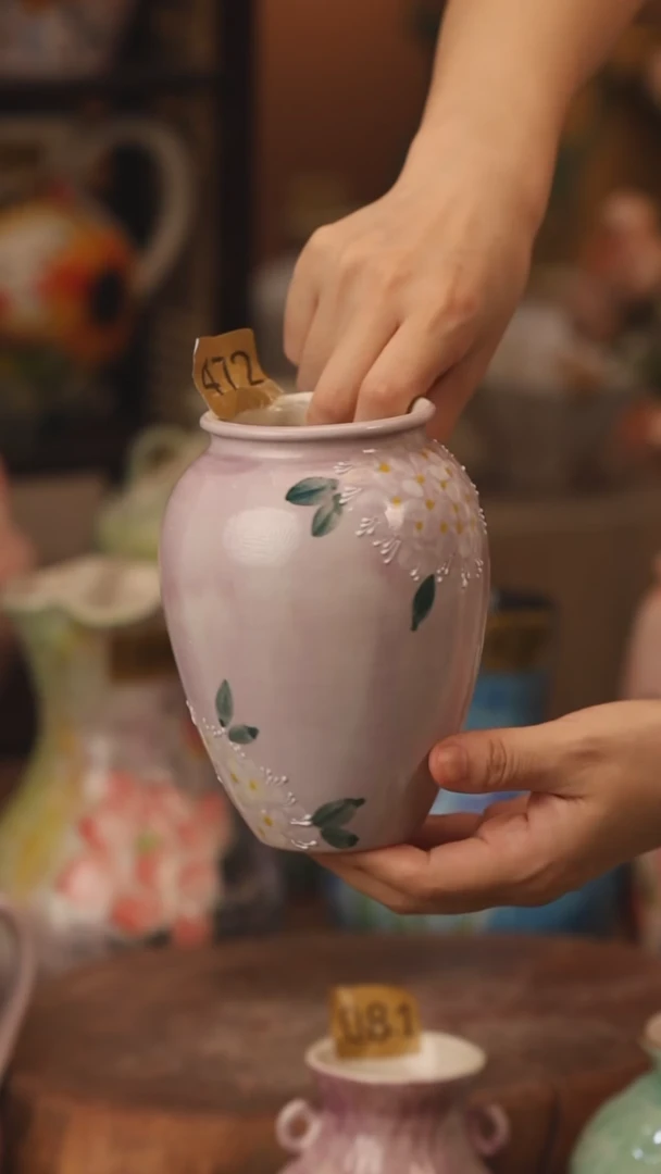 陶瓷472景德镇设计师手作花器摆件侘寂风