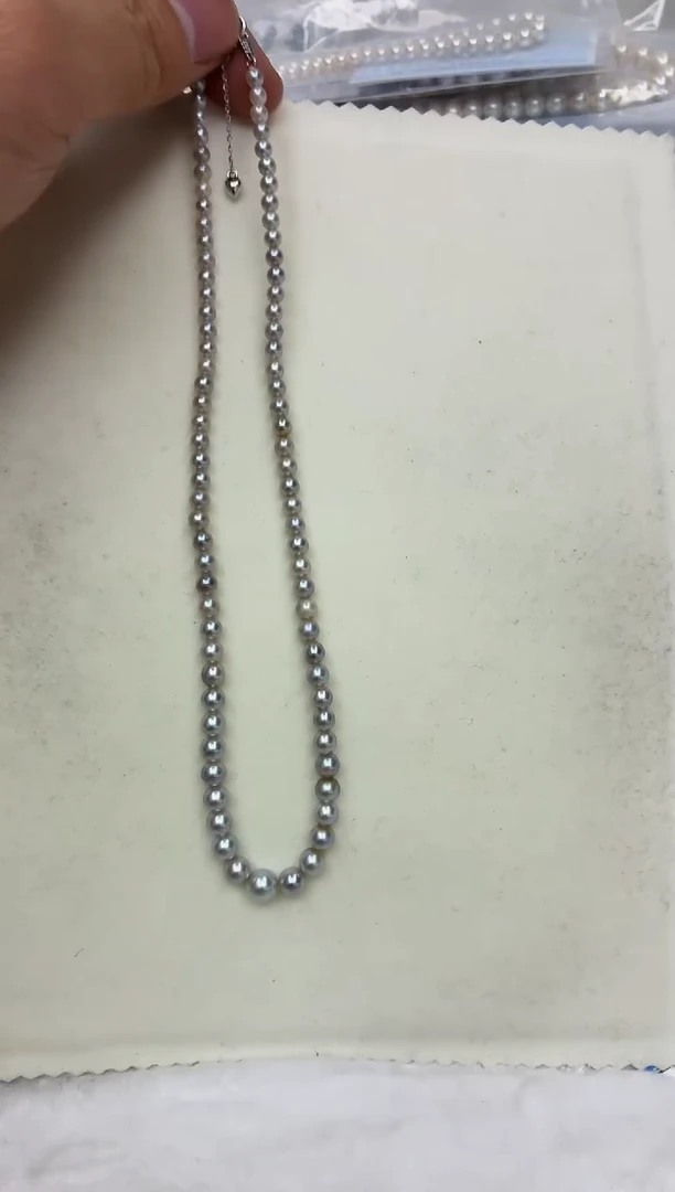 未镶嵌DA海水珍珠灰珠塔链4-8 y298