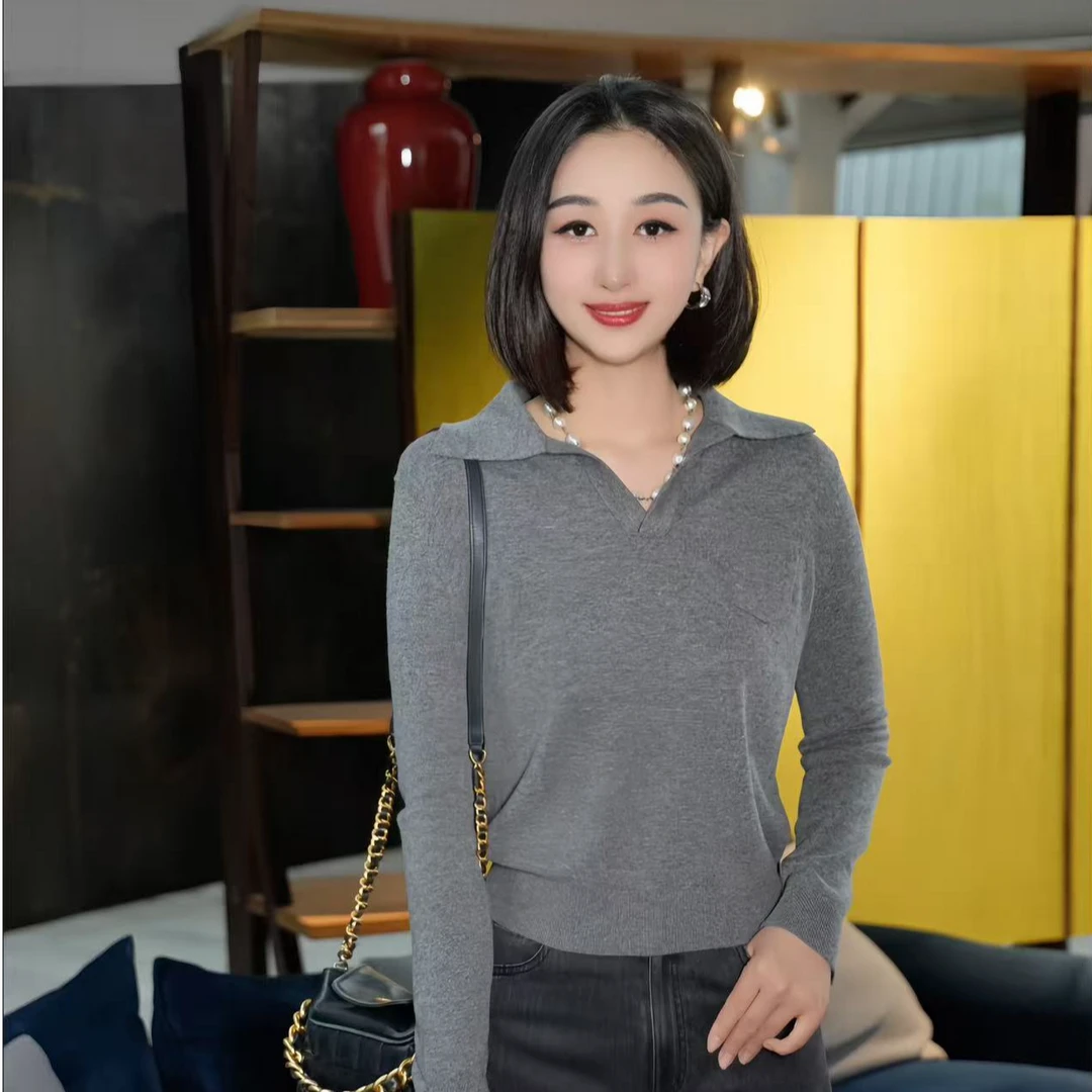 GIRDEAR/哥弟毛衫V型宽松长袖套头绵羊毛针织衫女1399744