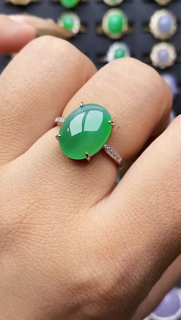 银S925镶嵌戒指翡翠3413