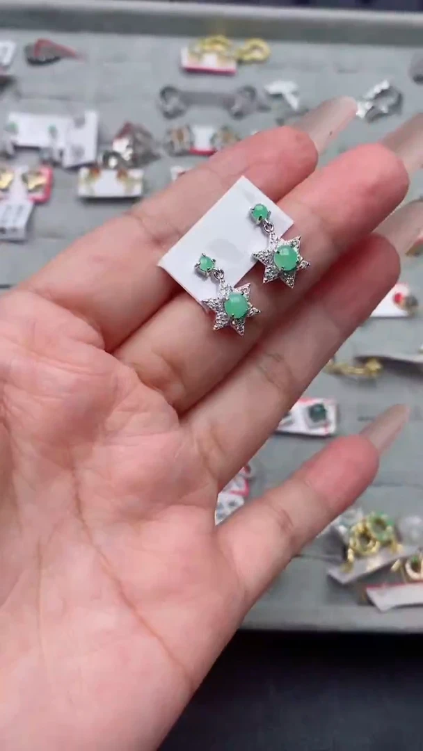 银S925镶嵌戒指翡翠天然A货翡翠11       1-