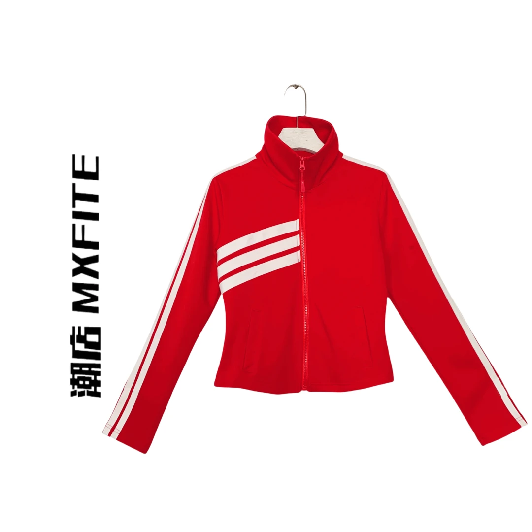 MXFITE潮店春季新款经典条杠亮色拉链外套（LF28812）