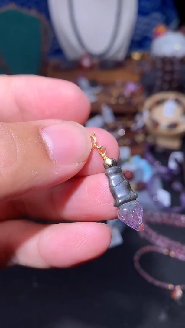 银S925镶嵌珠宝半成品水晶极光23文昌笔提溜