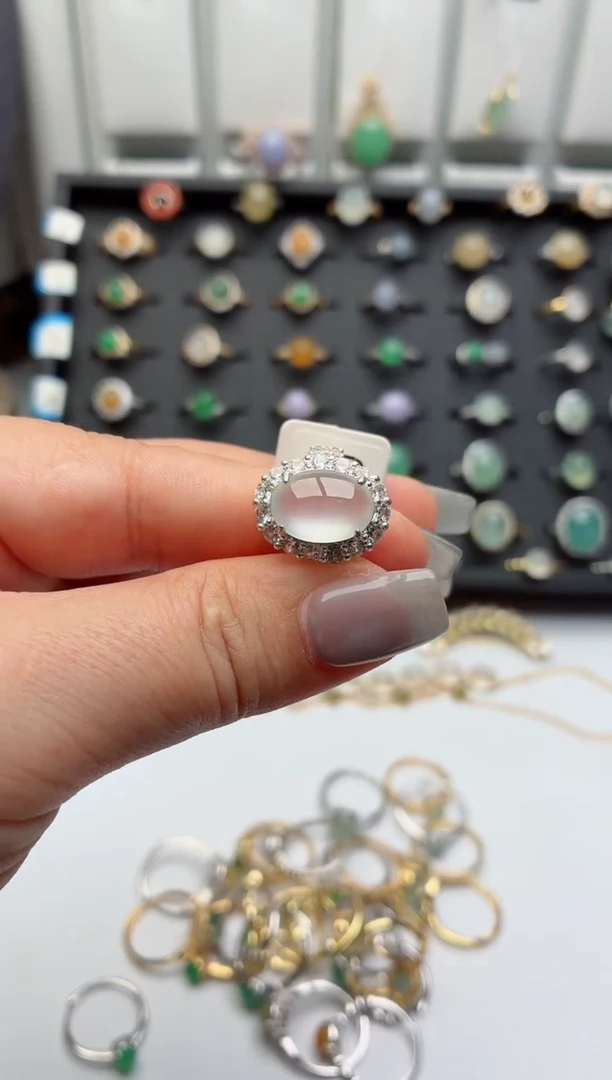 未镶嵌戒指翡翠白***抛.