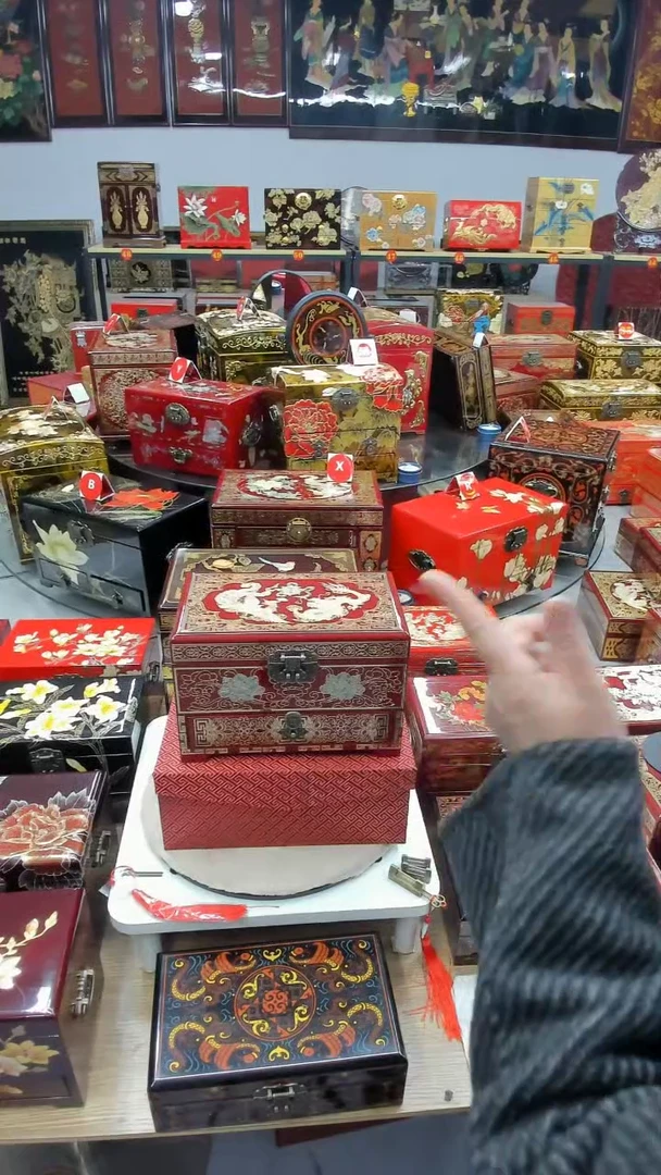 【闪购商品】23酒红三层铜丝贝壳镶嵌龙凤呈祥升级款