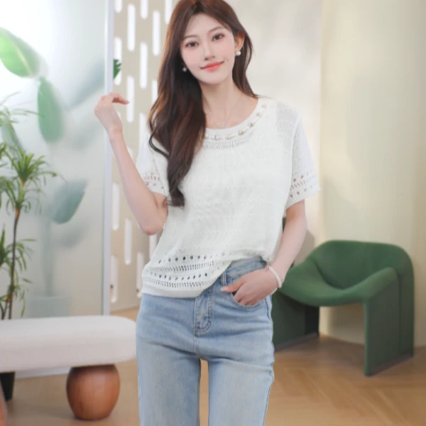 【年终狂欢购】茵曼夏季时尚气质舒适休闲百搭显瘦针织衫