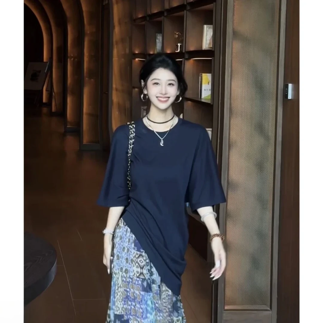 2025夏季新款时尚设计感休闲气质款T恤时尚百搭高腰显瘦半身裙