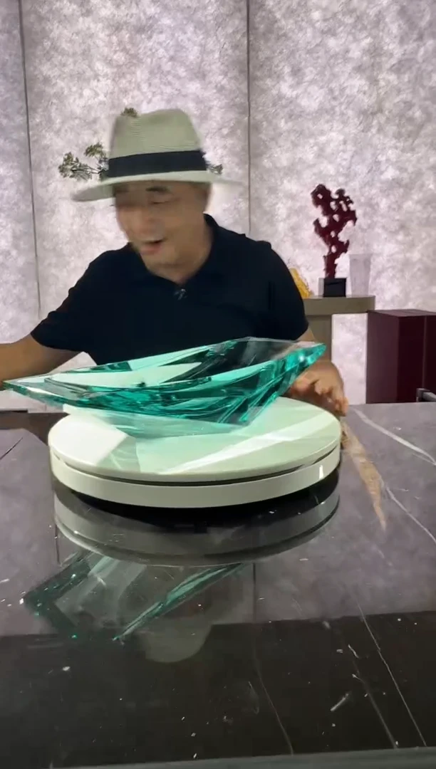 @***海蓝色冰湖水晶琉璃果盘
