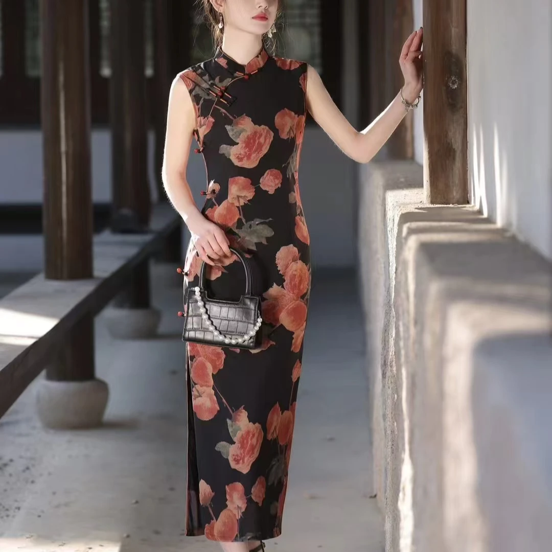 尚羽朵儿0632-中国风旗袍修身显瘦优雅气质夏季新款时尚日常（m-4）