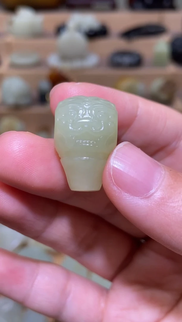 未镶嵌和田玉挂件新疆和糖玉若羌兽面三通配饰