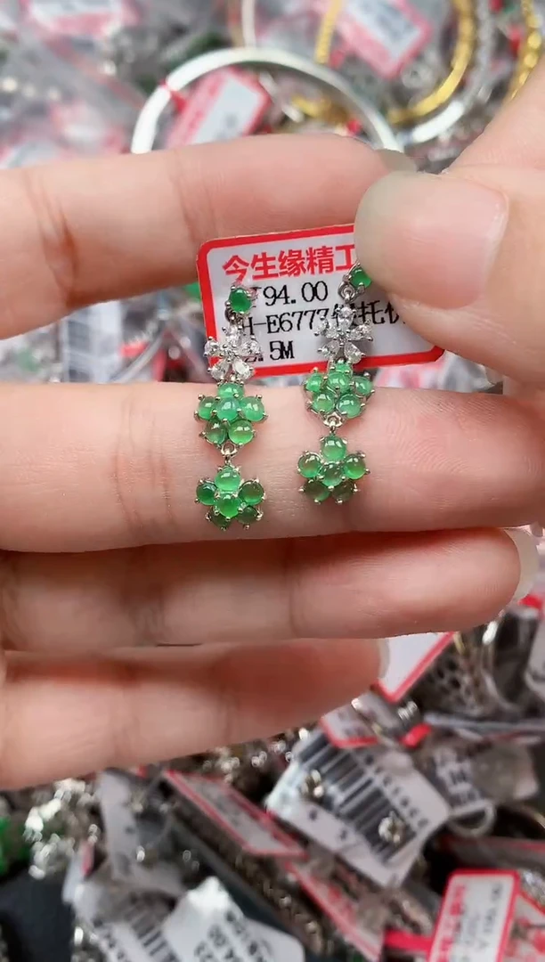 银S925镶嵌戒指翡翠天然A货缅甸翡翠