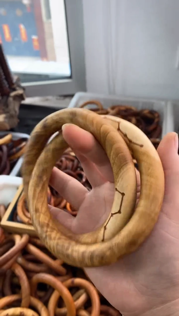 【闪购商品】木桃木80乾坤圈刻六七星随机发微瑕