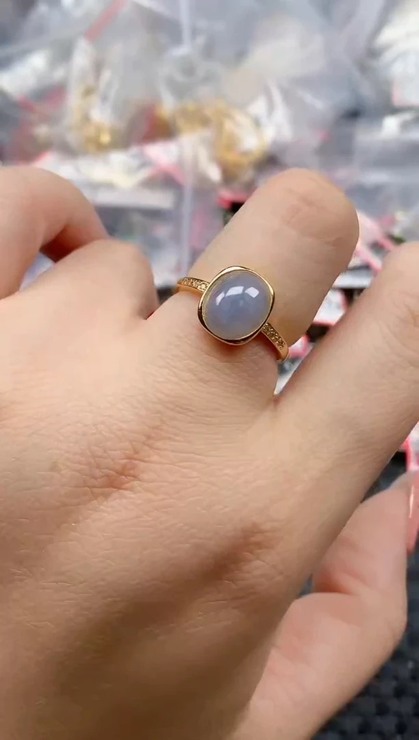 银S925镶嵌戒指翡翠天然A货缅甸翡翠