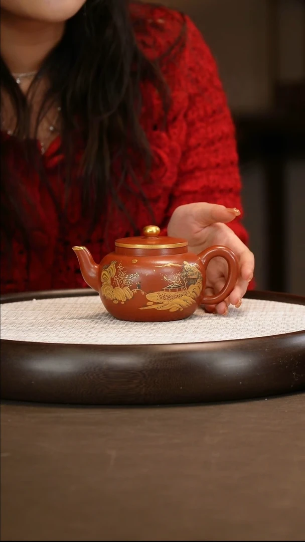 邵映华 鎏金平盖莲子 红泥 280c/兽耳盆