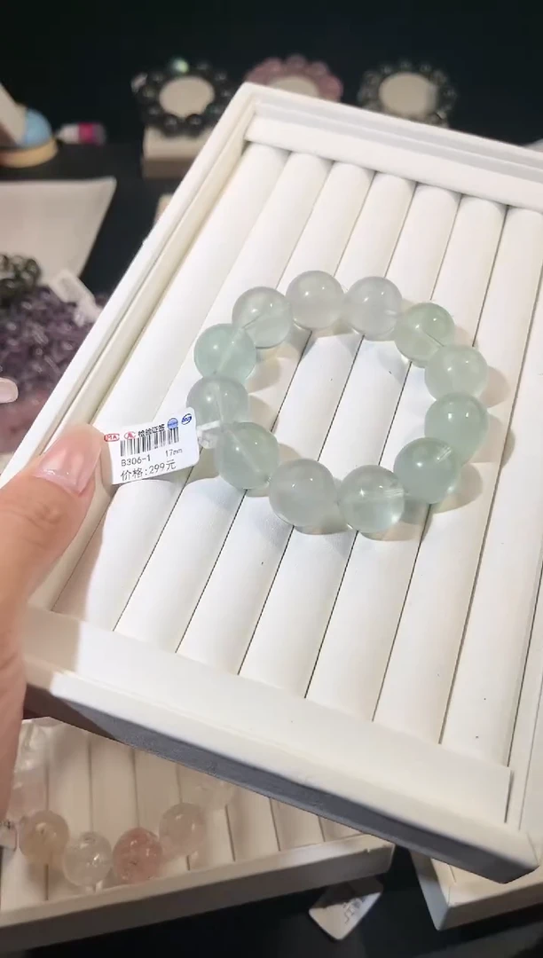 手链未镶嵌萤石多样性发一奶绿17mm