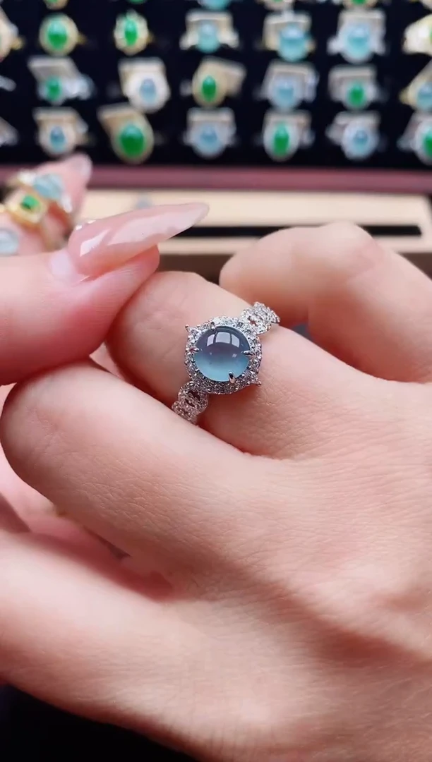 银S925镶嵌戒指翡翠1